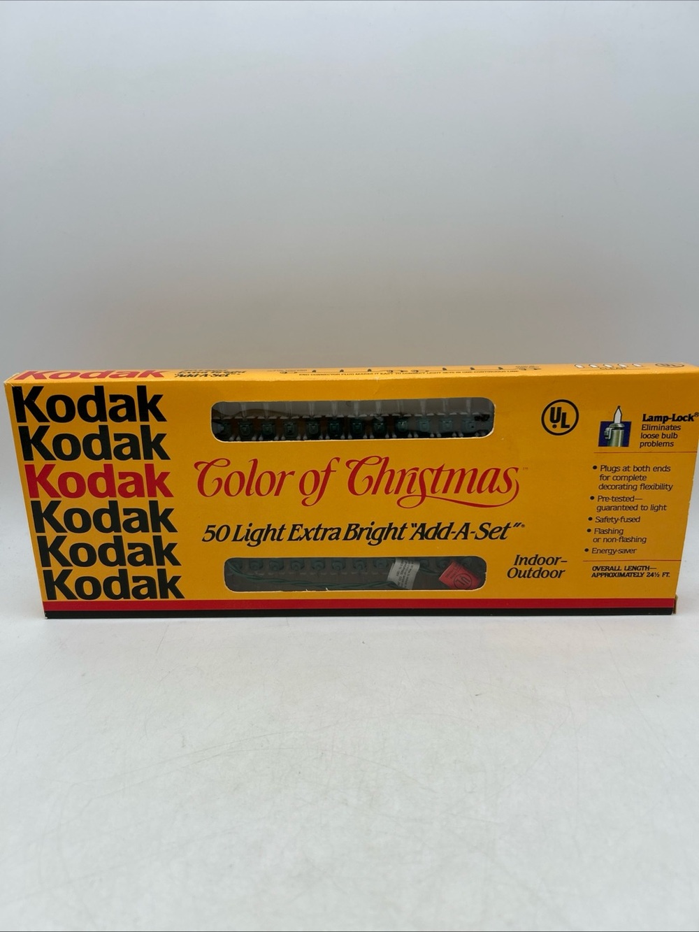 NEW Vintage Kodak Color of Christmas 50 Light Set Clear Bulbs Indoor Outdoor